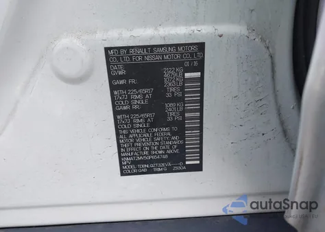 2016 Nissan Rogue Sv z USA, uszkodzony, nr VIN KNMAT2MV5GP654748